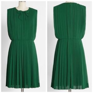 Modcloth The Pleat-est Things Mini Dress Emerald Green